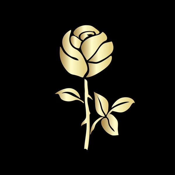 Goldene Silhouette der Rose — Stockvektor