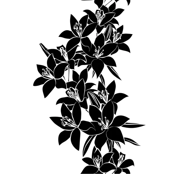 Fondo de la hoja. Textura sin costura floral con lirio — Vector de stock