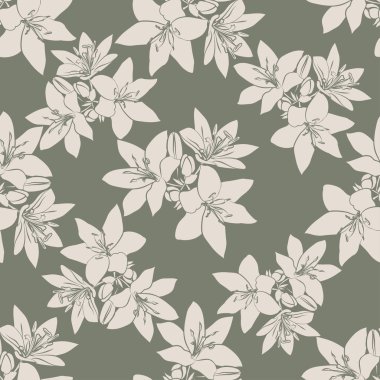 Yaprak arka plan. Lily ile çiçek sorunsuz doku