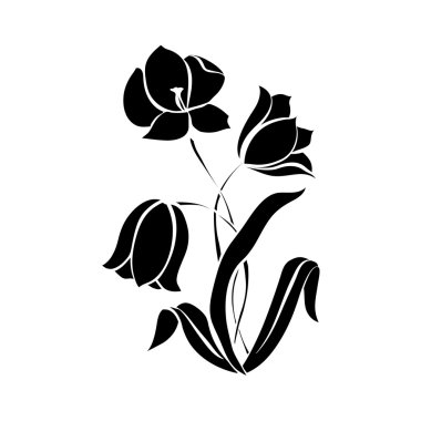 Lale siyah siluetleri.