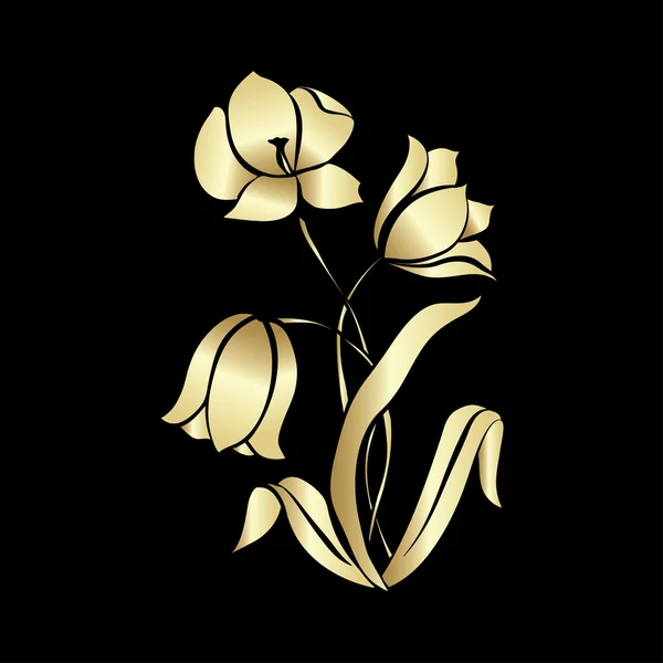 Ramo de tulipanes dorados — Vector de stock