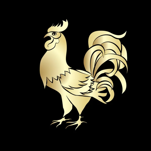 公鸡的金色剪影 — 图库矢量图片