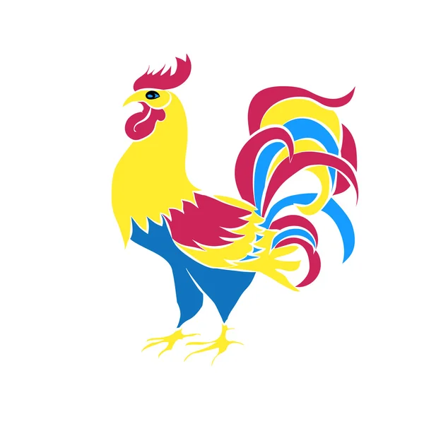 Warna siluet dari ayam - Stok Vektor