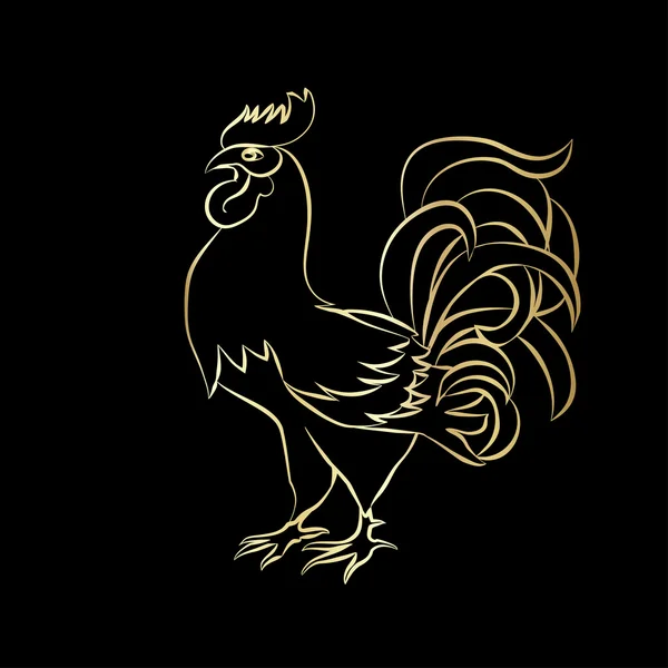 公鸡的金色轮廓 — 图库矢量图片