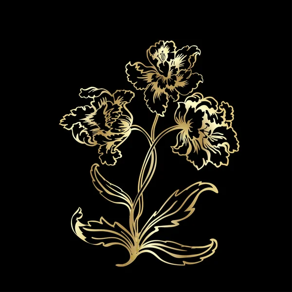 Bouquet de tulipes dorées — Image vectorielle