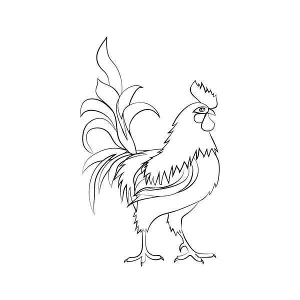 Dibujo negro del gallo. Año Nuevo chino 2017 . — Vector de stock