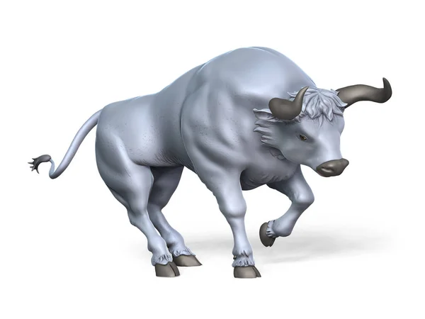 Toro isolato su sfondo bianco. Risultato del rendering del modello 3d — Foto Stock