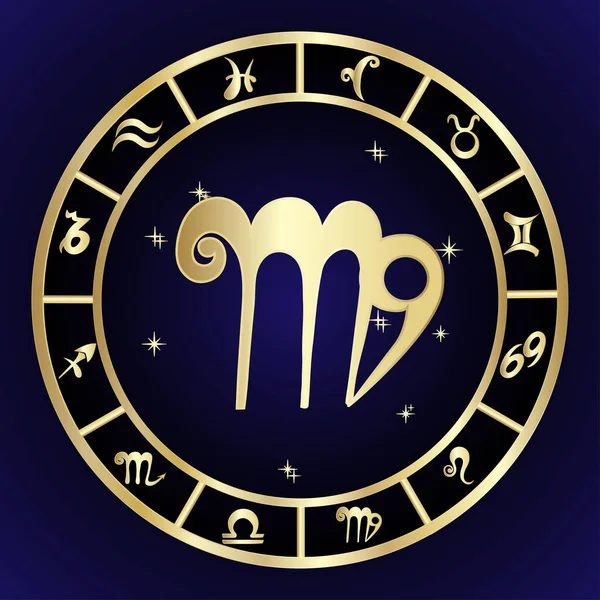Virgo zodiac sign in circle frame — Stock Vector