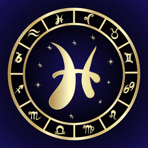 Ryby znak zodiaku w ramce koła — Wektor stockowy