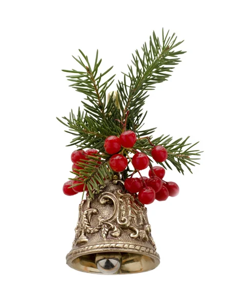 Cloche de Noël décorée de branches de sapin et de baies — Photo