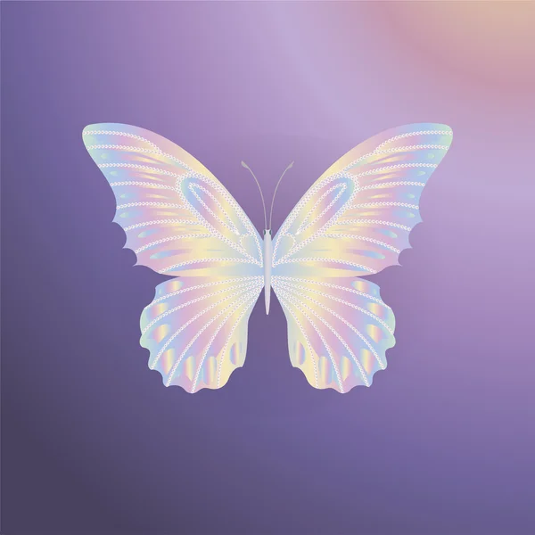 Perla Encaje mariposa sobre fondo púrpura — Vector de stock