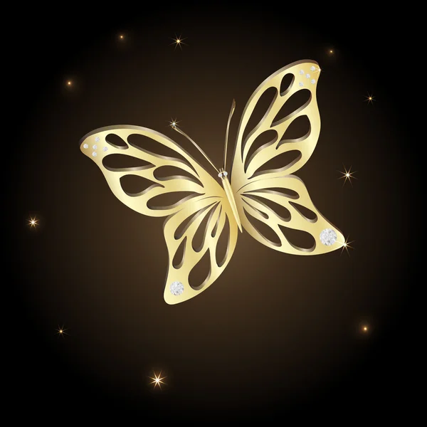 Papillon en dentelle d'or sur fond brun — Image vectorielle