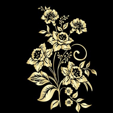 Elegance Model siyah arka plan, vektör çizim çiçek nergis ile