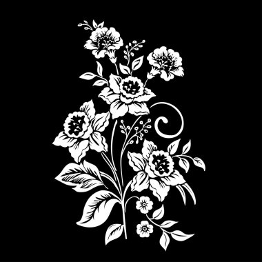 Elegance Model siyah arka plan, vektör çizim çiçek nergis ile