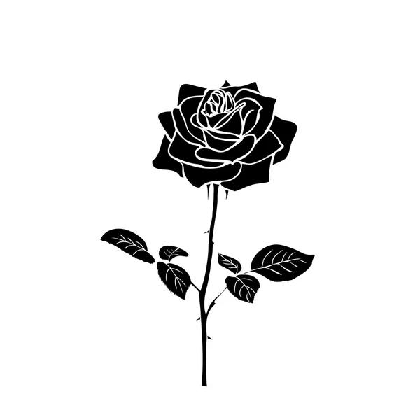 Silueta de rosa — Vector de stock