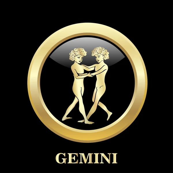 Gemini znamení zvěrokruhu v kruhovém rámečku — Stockový vektor