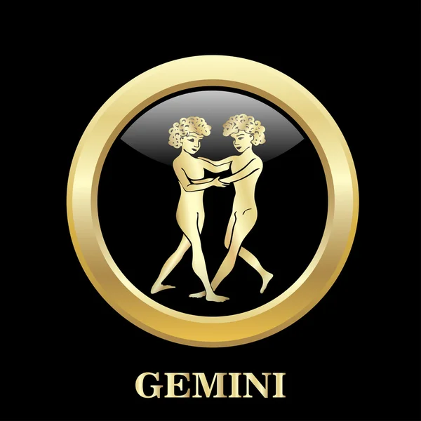 Segno zodiacale Gemelli in cornice circolare — Vettoriale Stock