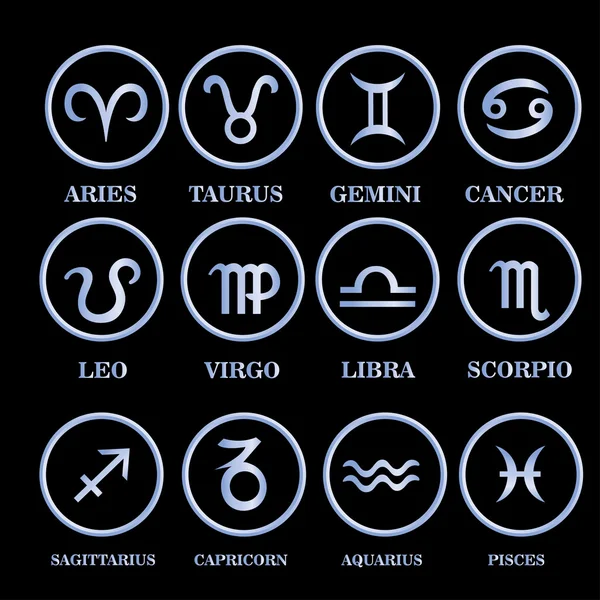 Establecer signo del zodiaco en el marco del círculo — Archivo Imágenes Vectoriales