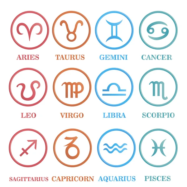 Set zodiac sign in circle frame — Stock Vector