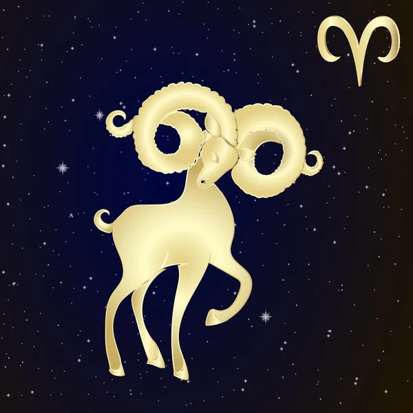Le signe du zodiaque Bélier est le ciel étoilé — Image vectorielle
