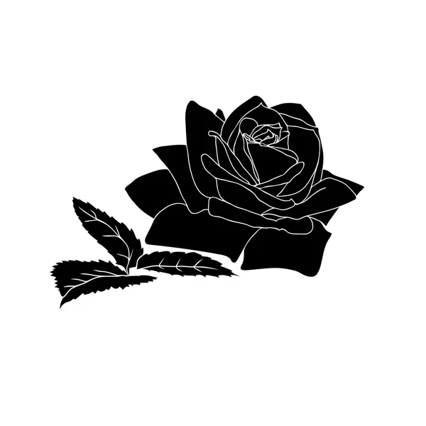 Silueta de rosa — Vector de stock