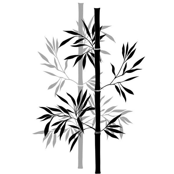 白い背景に孤立した竹の枝. — ストックベクタ