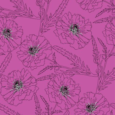 Terry poppy. Floral seamless texture.