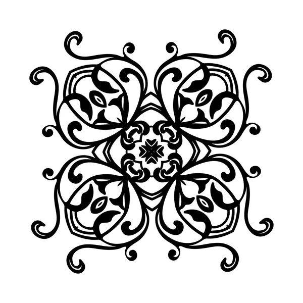 Adorno tarjeta blanca negra con mandala. — Vector de stock