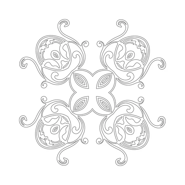 Adorno tarjeta blanca negra con mandala. — Vector de stock