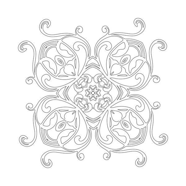 Ornamento cartão branco preto com mandala. — Vetor de Stock