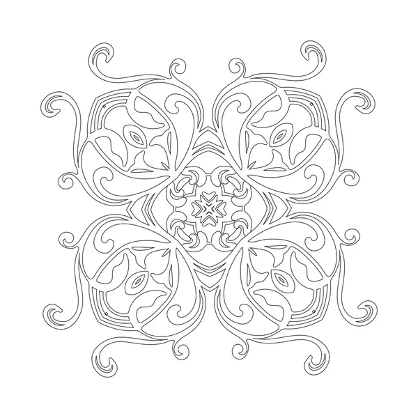 Adorno tarjeta blanca negra con mandala. — Vector de stock