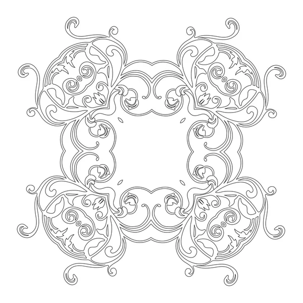 Adorno tarjeta blanca negra con mandala. — Vector de stock