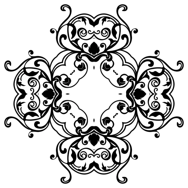 Ornamento cartão branco preto com mandala. — Vetor de Stock