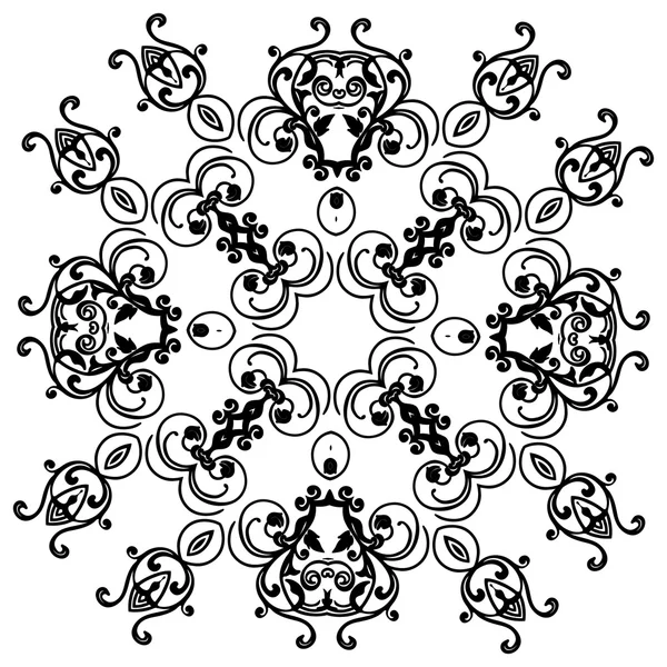 Ornamento carta bianca nera con mandala. — Vettoriale Stock