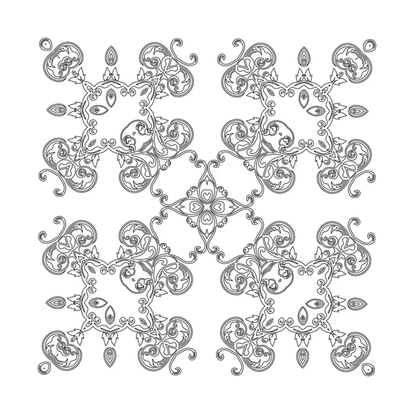 Ornament zwart witte kaart met mandala. — Stockvector