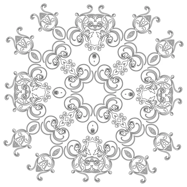 Ornamento carta bianca nera con mandala. — Vettoriale Stock