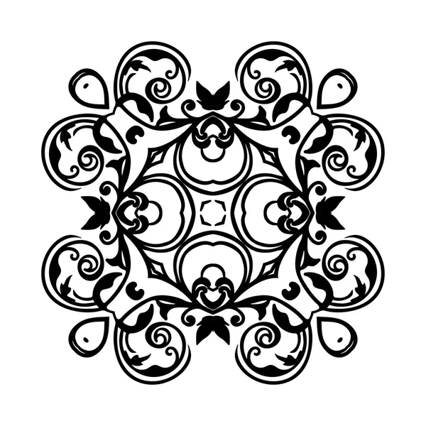 Adorno tarjeta blanca negra con mandala. — Vector de stock