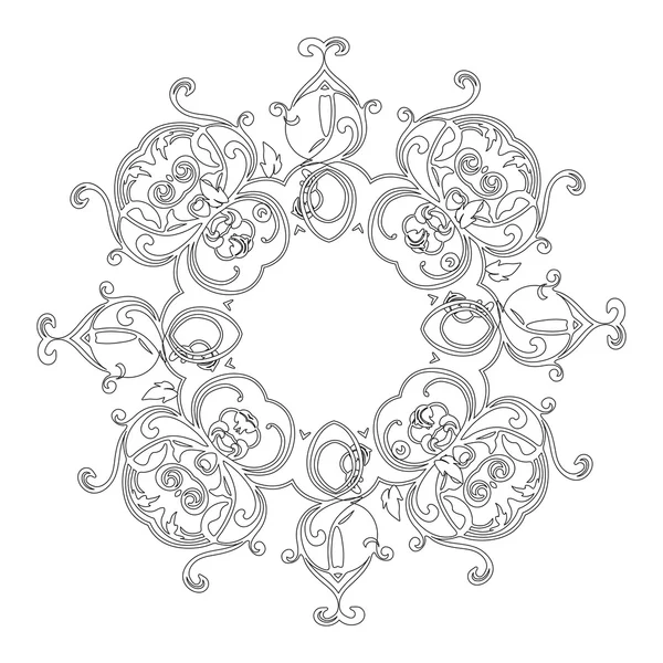 Ornamento cartão branco preto com mandala. —  Vetores de Stock