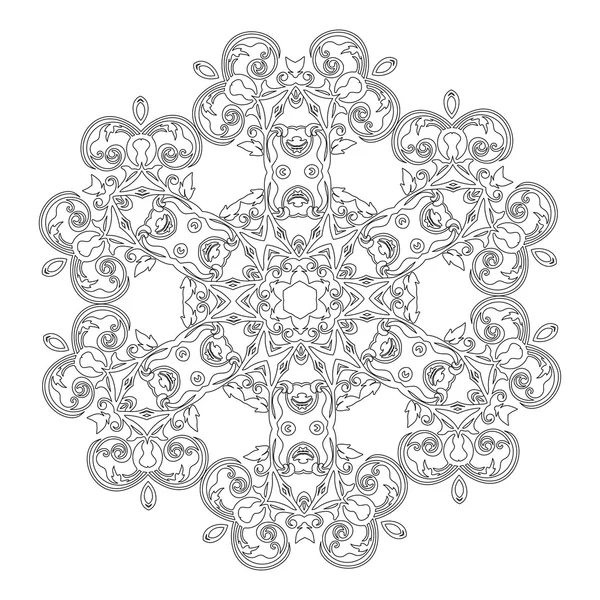 Adorno tarjeta blanca negra con mandala. — Vector de stock