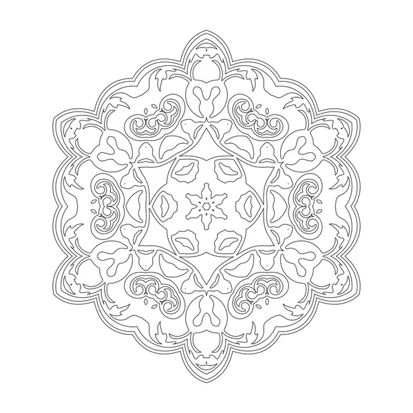 Ornamento carta bianca nera con mandala. — Vettoriale Stock