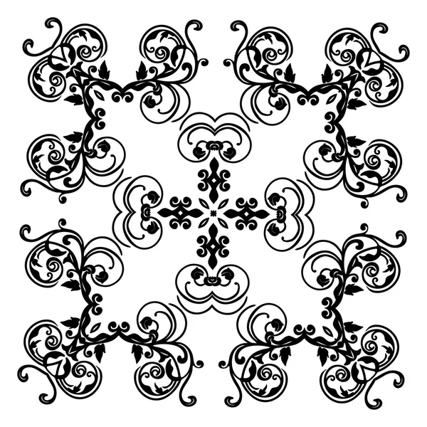 Ornamento cartão branco preto com mandala. — Vetor de Stock