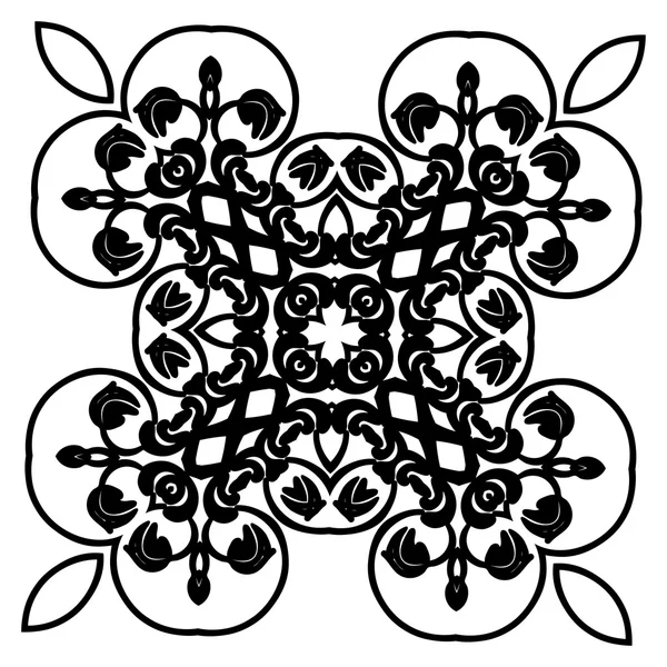 Ornamento cartão branco preto com mandala. — Vetor de Stock