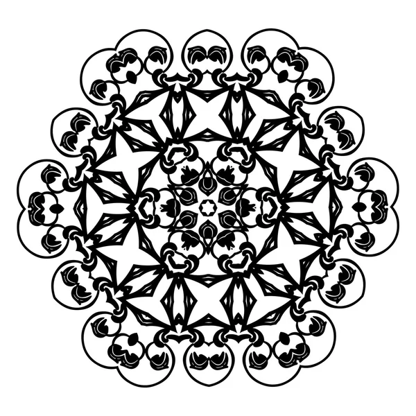 Ornamento carta bianca nera con mandala. — Vettoriale Stock