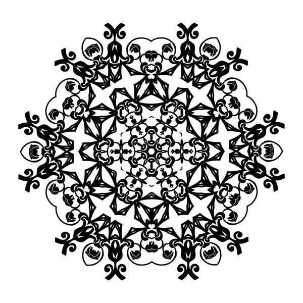 Ornament zwart witte kaart met mandala. — Stockvector