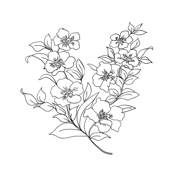 Větvička Třešňové květy — Stockový vektor