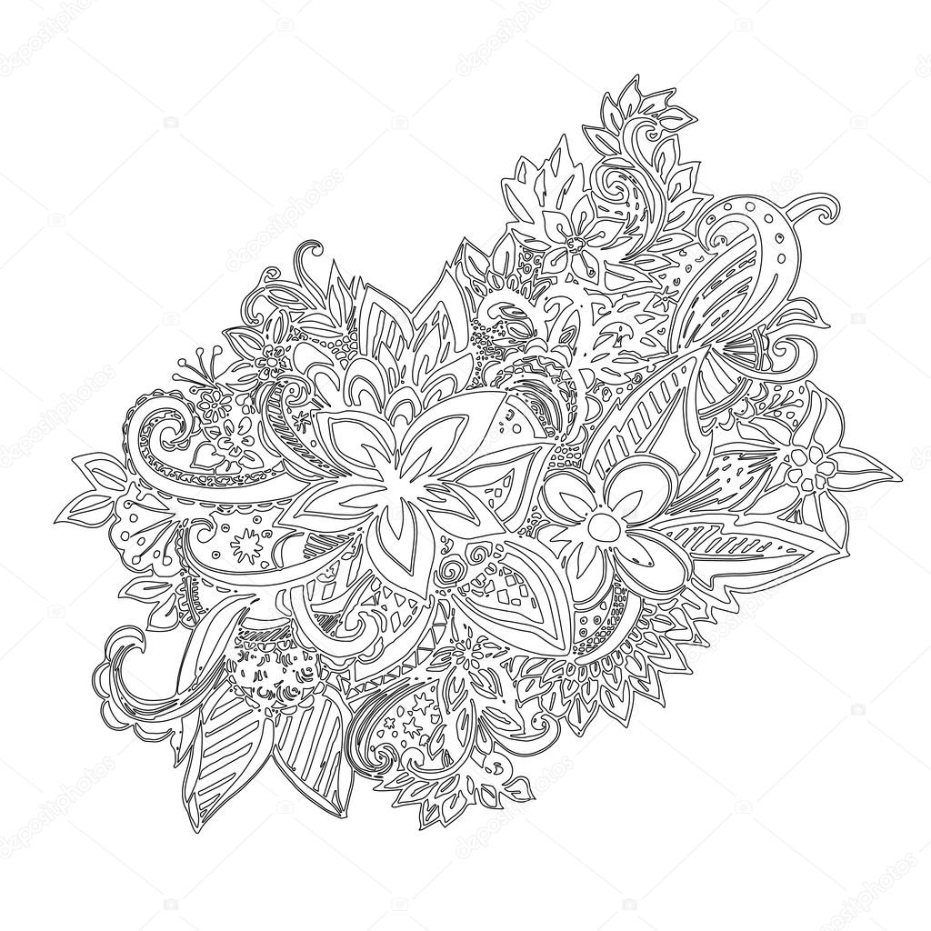 Uncolored hand drawn lined pattern