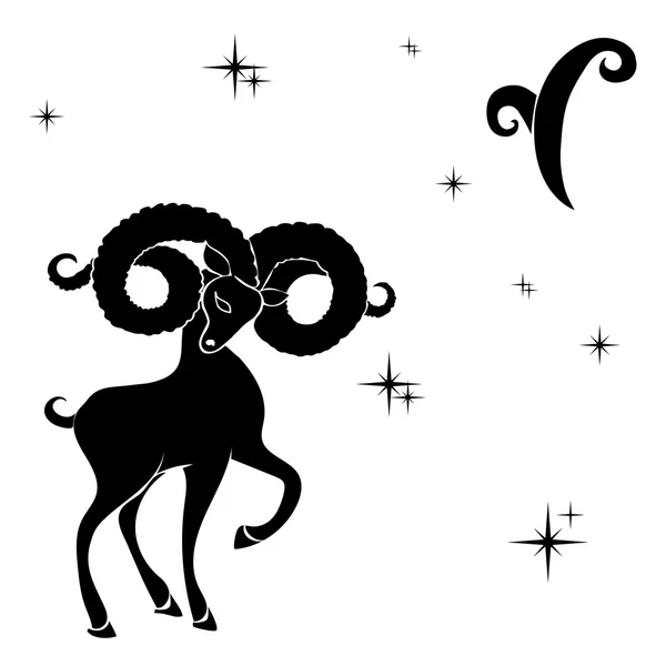 Silhouette noire de aries — Image vectorielle