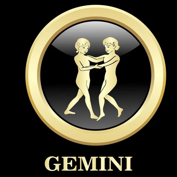 Znak zodiaku Gemini w ramce koła — Wektor stockowy