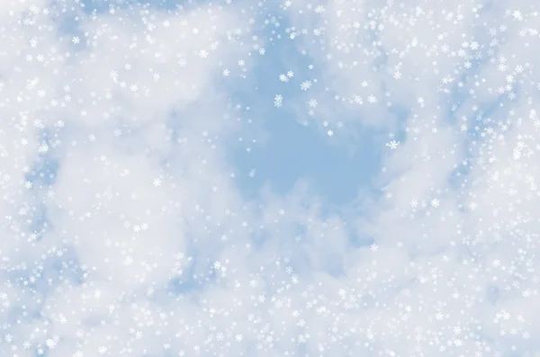 Falling snowflakes on  blue background — Stock Photo, Image