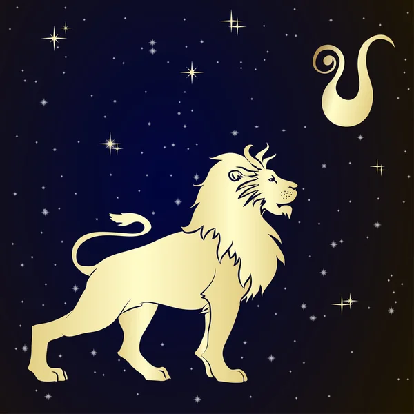 Zodíaco Leo es el cielo estrellado — Vector de stock